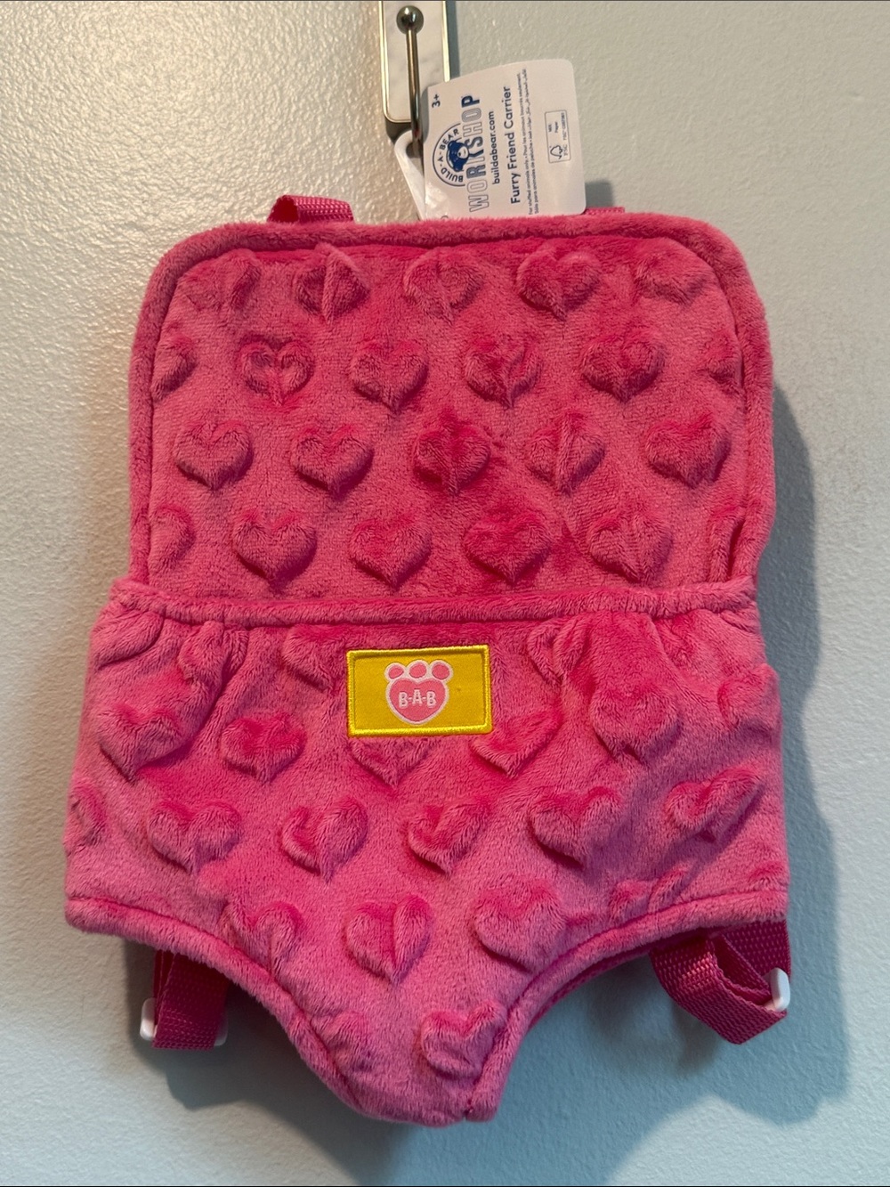Build-A-Bear Hot Pink Plush Heart Furry Friend Stuffed Animal Carrier